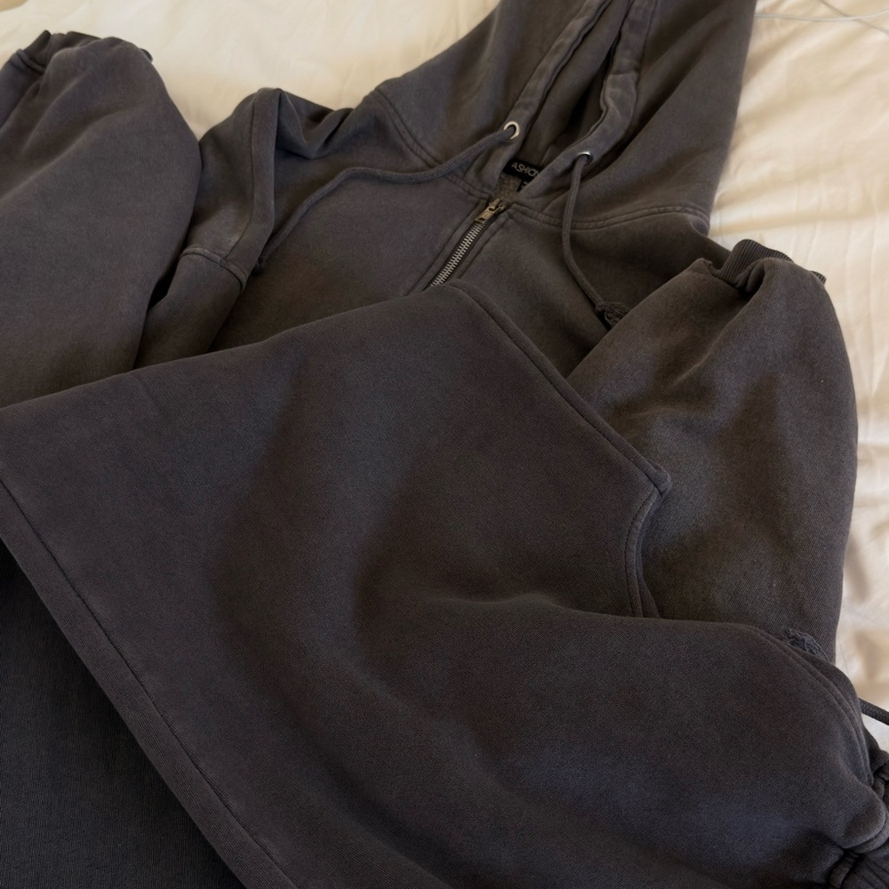 Fashion Nova Dark Gray Hoodie and Sweatpants Set